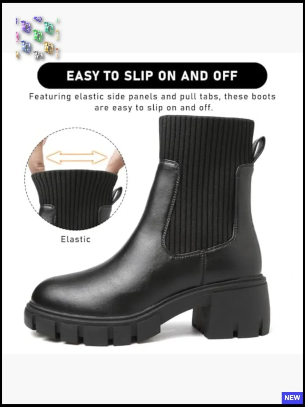 Women Platform Chelsea Boots Chunky Lug Sole Elastic Ankle Booties Fall Fashion
